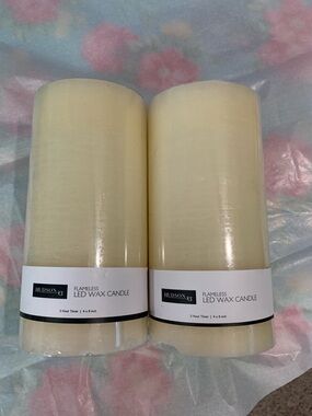 Hudson 2-Pack Cream Flameless LED Wax Pillar Candles With Timer